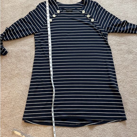J.Jill Wearever Striped Long Sleeve Tunic Top Size Small Tall Navy White Coastal - Picture 7 of 8